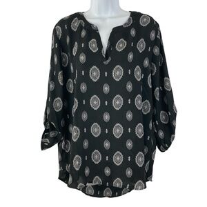 Pink Republic Print Split V-Neck Top